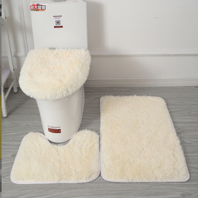 Cross-Border Delivery Toilet Bathroom Toilet Bathtub Nordic Style Floor Mat PVC Non-Slip Mat Three-Piece Silk Set