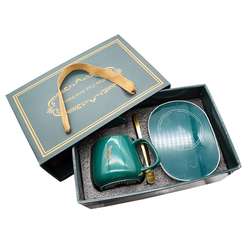 55 Degrees Thermal Cup Household Heating Warm Cup Hot Milk Mug Automatic Insulation Heating Coaster Set