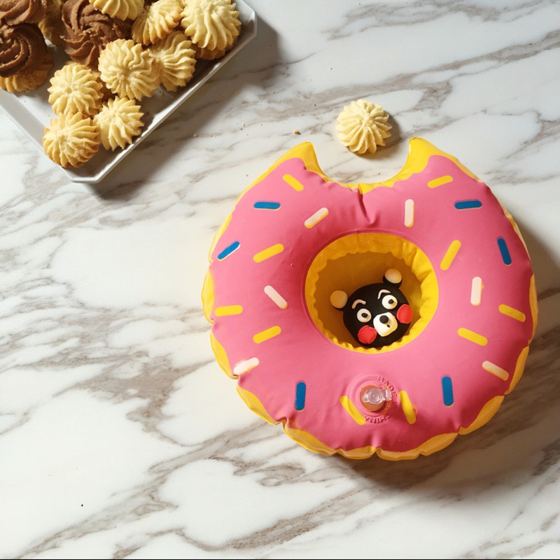 Ins hot donut cup-holder inflatable water coaster floating drink cup-holders from stock