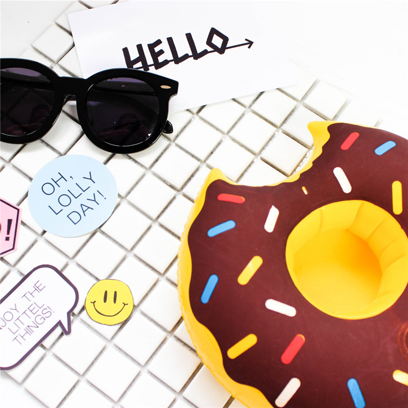 Ins hot donut cup-holder inflatable water coaster floating drink cup-holders from stock
