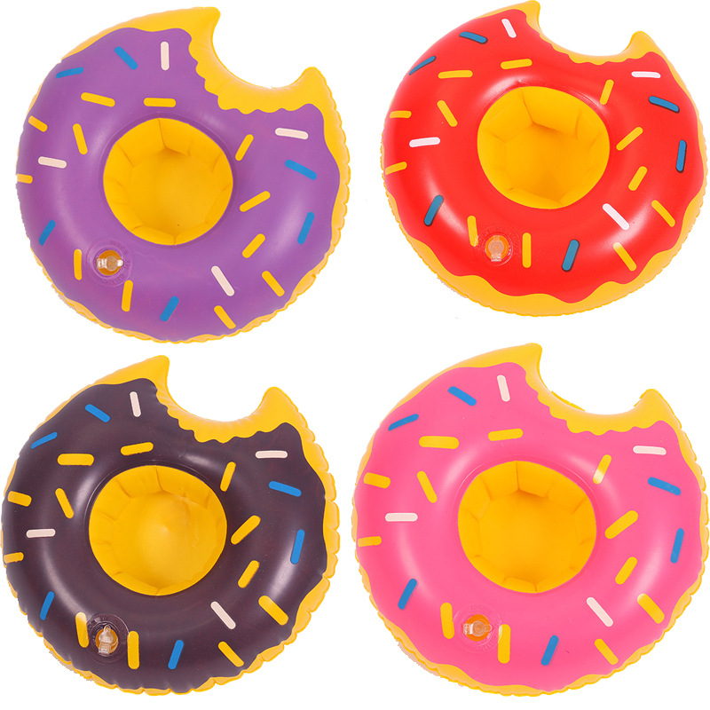 Ins hot donut cup-holder inflatable water coaster floating drink cup-holders from stock