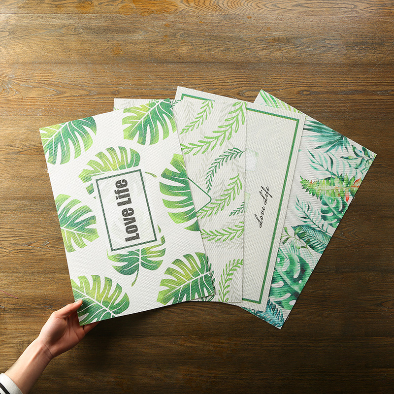Printed Leaves Flower Ins Style PVC Placemat Insulation Mat Western-Style Dining Table Cup Mat Anti-Scalding Plate Bowl Non-Slip Coaster
