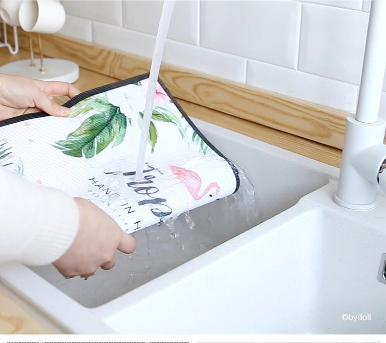Printed Leaves Flower Ins Style PVC Placemat Insulation Mat Western-Style Dining Table Cup Mat Anti-Scalding Plate Bowl Non-Slip Coaster