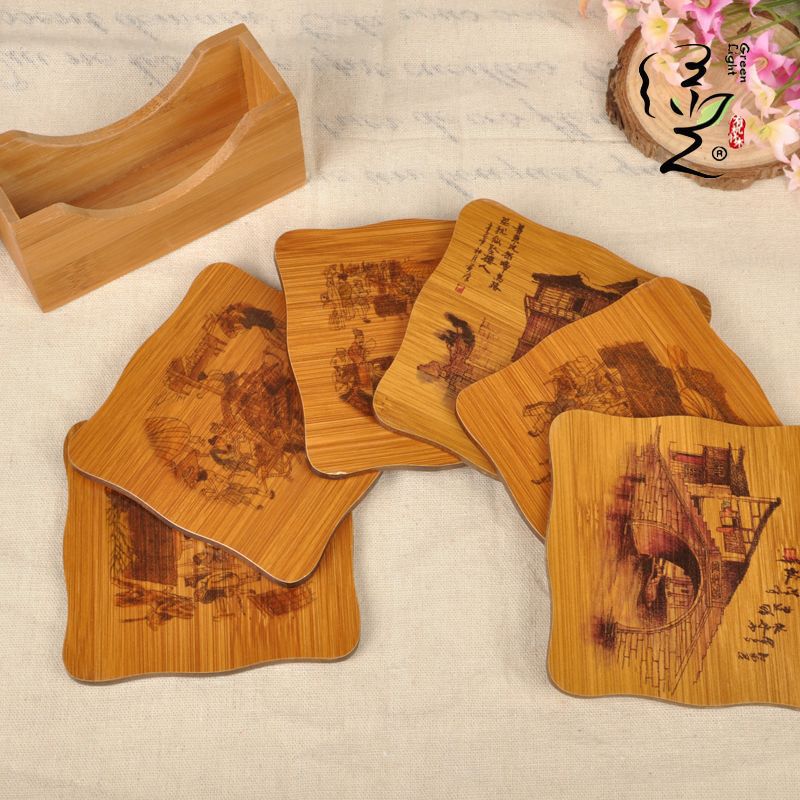 Factory Direct Sales Supply Illustration Style Coaster Heat Proof Mat Coffee Cup Mat Non-Slip Coaster Korean Style Coaster