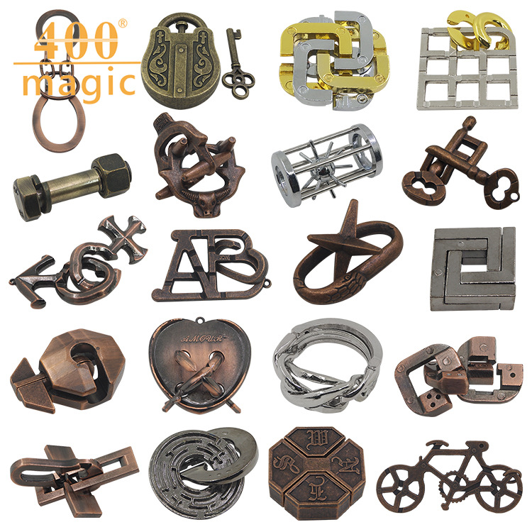 Factory Wholesale Alloy Unlock Ring Nostalgic Magic Educational Toy Intelligence Knot Cage Pick Thorn