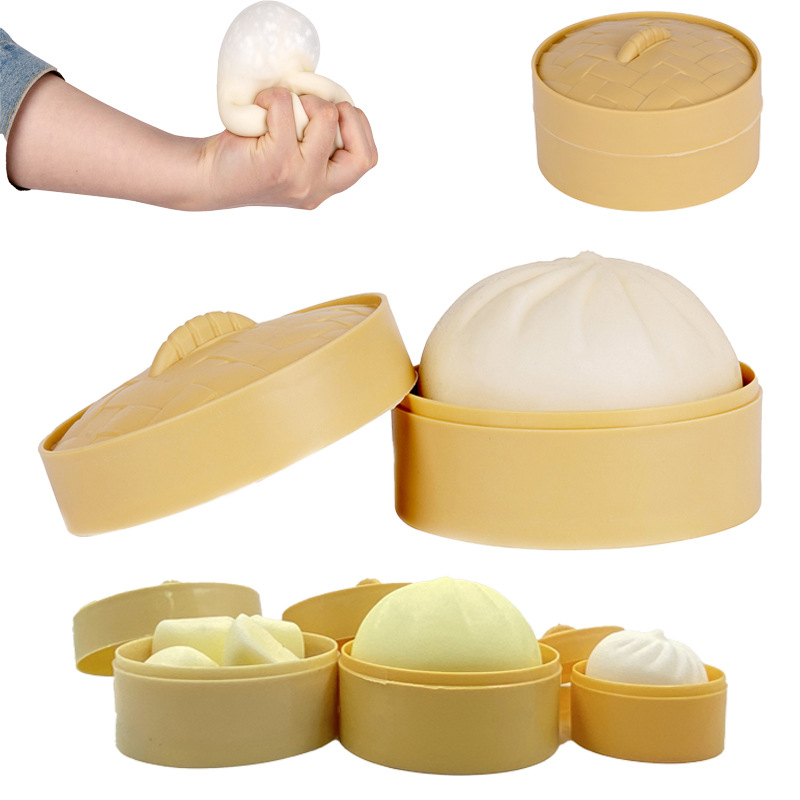 Tiktok Same Simulation Decompression Steamed Stuffed Bun Vent Squeezing Toy Toy Net Red Small Cage Bag Slow Rebound Decompression Cha Siu Bao