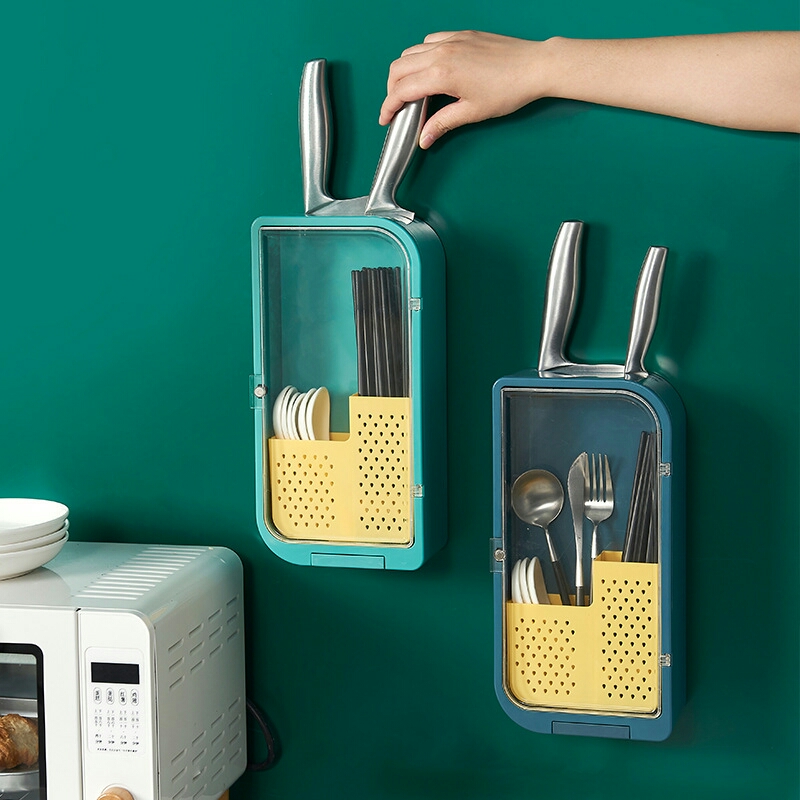 S63-3630 Household Chopstick Canister Tableware Storage Box Knife Holder Kitchen Multi-Functional Chopsticks Cage Wall-Mounted Draining Rack