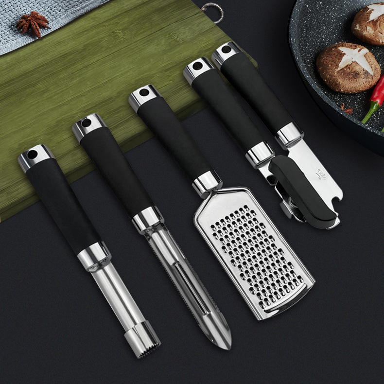 In Stock Direct Selling Stainless Steel Kitchen Gadget Household Kitchenware Paring Knife Garlic Press Sundries Set
