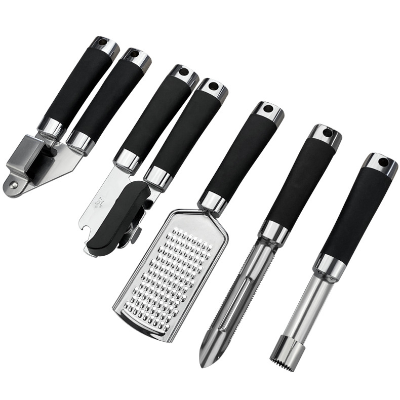 In Stock Direct Selling Stainless Steel Kitchen Gadget Household Kitchenware Paring Knife Garlic Press Sundries Set