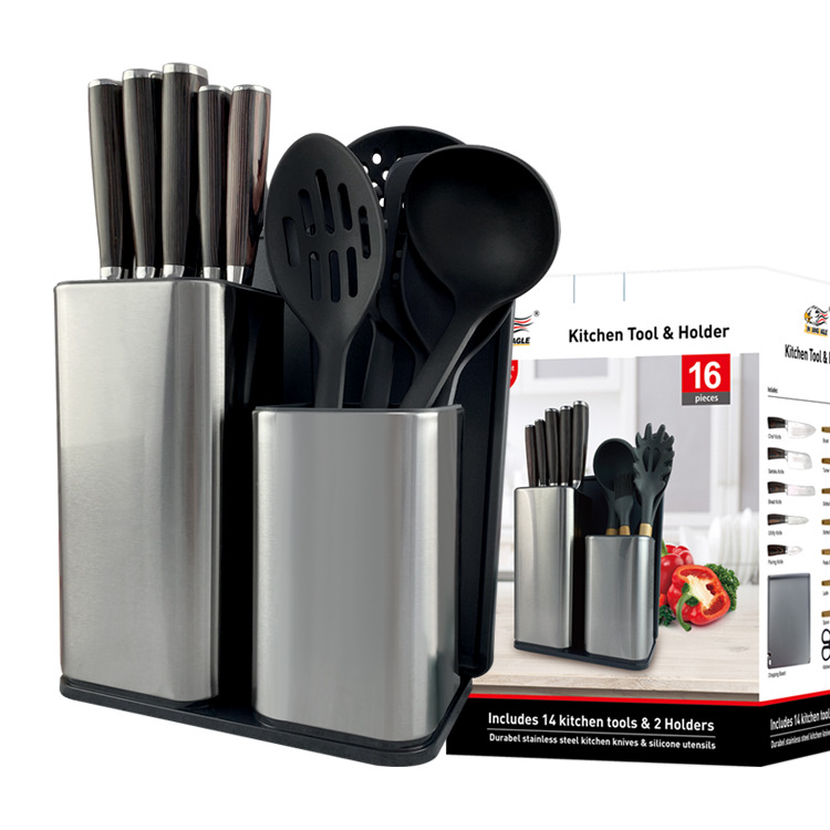 In Stock Direct Selling Stainless Steel Kitchen Gadget Household Kitchenware Paring Knife Garlic Press Sundries Set