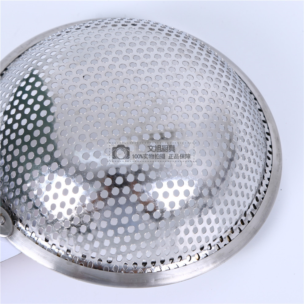 Stainless Steel Colander Long Handle Big Strainer Colander Household Kitchen Drain Oil Strainer Oil Dipper Hot Pot Slotted Ladle Colander Removing Oil Residue