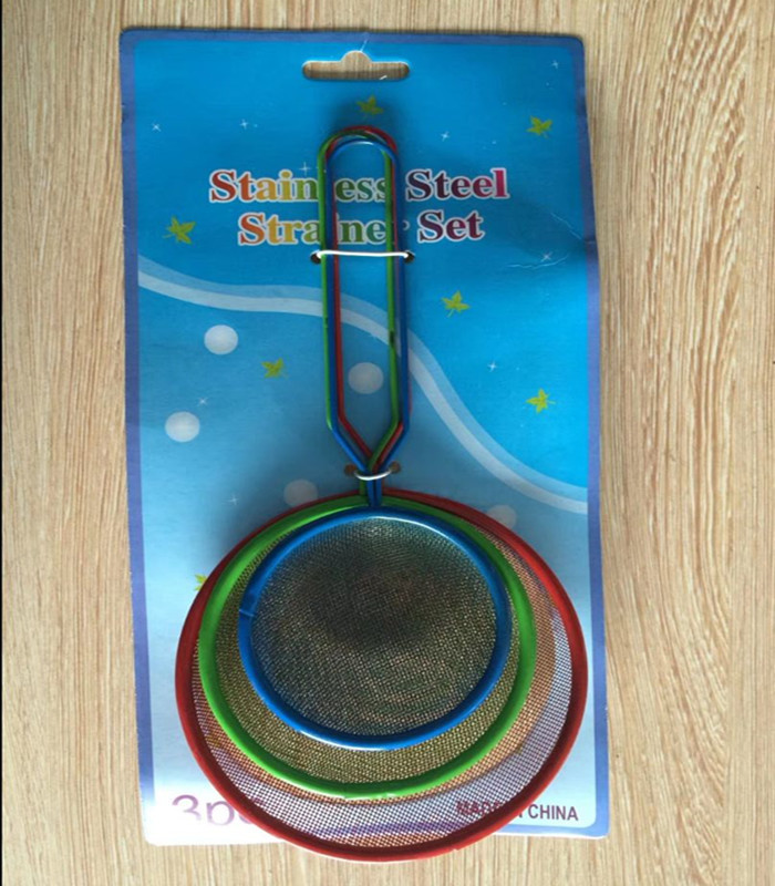 Color Handle Line Leakage Stainless Steel Mesh Colander over Water Spoon Deep Frying Spoon Noodle Fishing Filter Spoon Line Leakage Color Handle Line Leakage Stainless Steel Mesh Colander over Water Spoon Deep Frying Spoon Noodle Fishing Filter Spoon Line Leakage