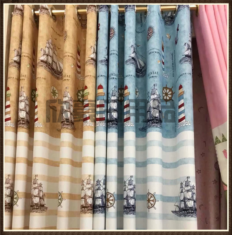 New Chinese style curtain finished curtain fabric simple modern balcony bay window living room French window plane window