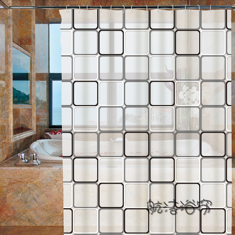 Bathroom Shower Curtain Set Punch-Free Waterproof Thickened Mildew-Proof Curtain Blackout Door Curtain Shower Hanging Curtain Fabric