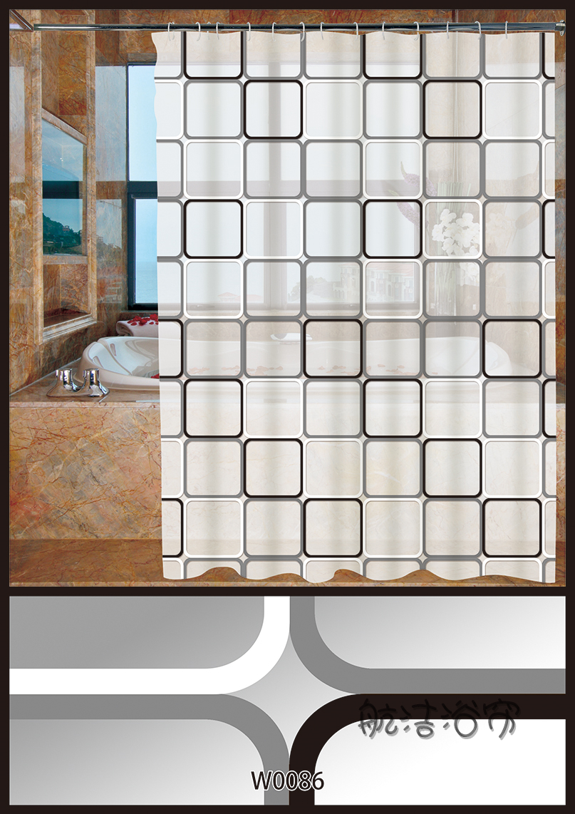 Bathroom Shower Curtain Set Punch-Free Waterproof Thickened Mildew-Proof Curtain Blackout Door Curtain Shower Hanging Curtain Fabric