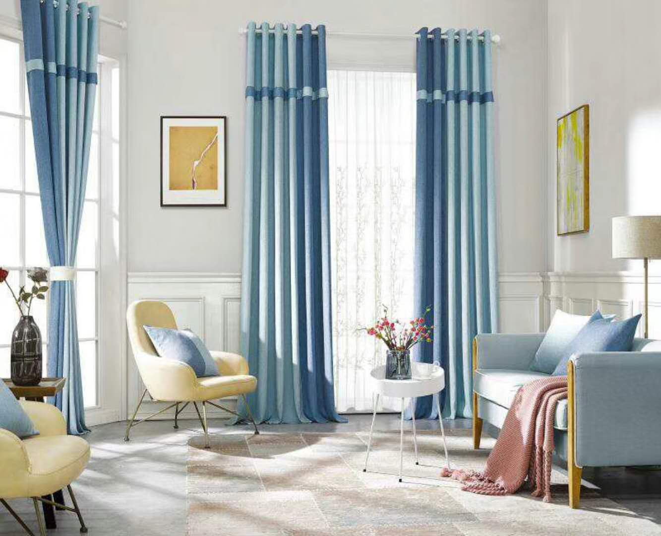 Modern simple custom curtain products shading pure color cotton and linen curtain fabric gauze curtain Nordic wind
