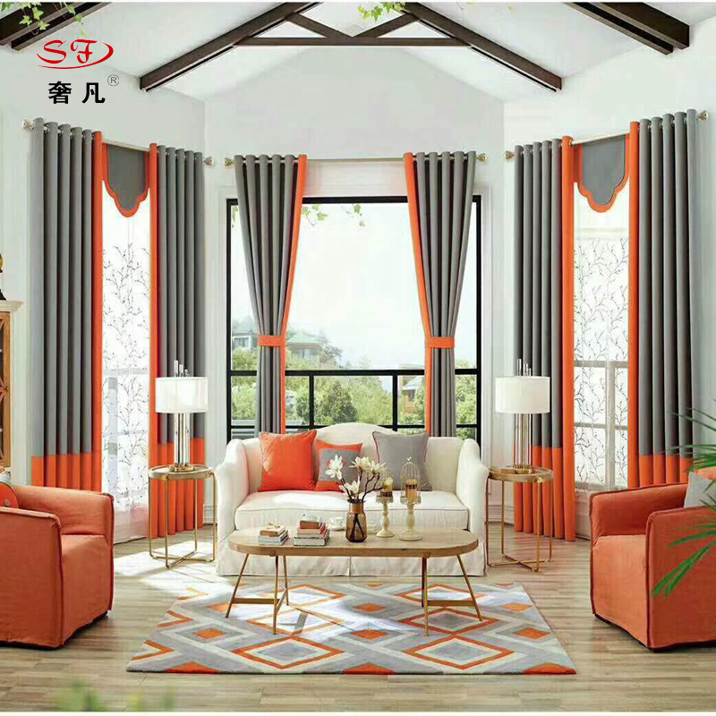 Modern simple custom curtain products shading pure color cotton and linen curtain fabric gauze curtain Nordic wind