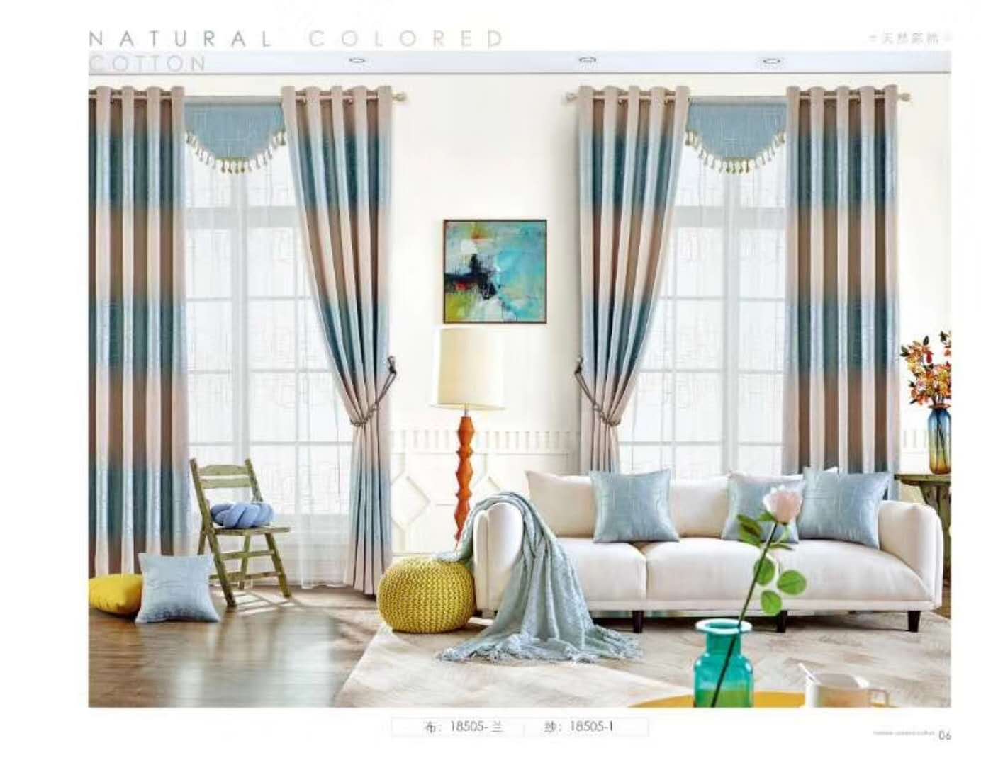 Modern simple custom curtain products shading pure color cotton and linen curtain fabric gauze curtain Nordic wind