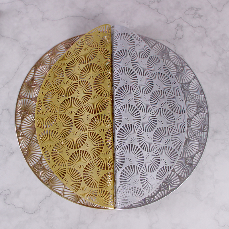 Nordic Placemat Fan Leaf Hollow Heat Insulation Non-Slip PVC Placemat Tea Table Decorative Pad Restaurant Western Food Tray Mat
