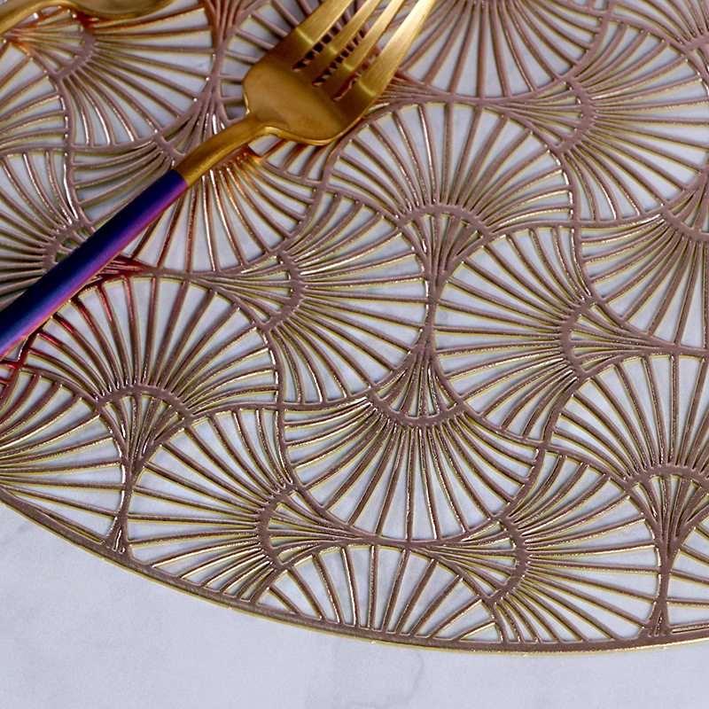 Nordic Placemat Fan Leaf Hollow Heat Insulation Non-Slip PVC Placemat Tea Table Decorative Pad Restaurant Western Food Tray Mat Nordic Placemat Fan Leaf Hollow Heat Insulation Non-Slip PVC Placemat Tea Table Decorative Pad Restaurant Western Food Tray Mat