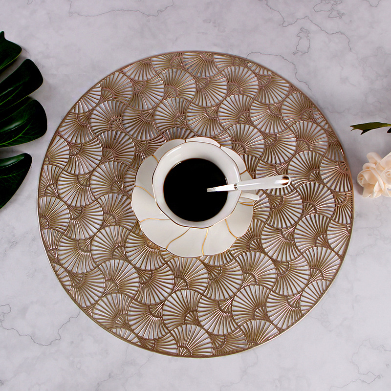 Nordic Placemat Fan Leaf Hollow Heat Insulation Non-Slip PVC Placemat Tea Table Decorative Pad Restaurant Western Food Tray Mat Nordic Placemat Fan Leaf Hollow Heat Insulation Non-Slip PVC Placemat Tea Table Decorative Pad Restaurant Western Food Tray Mat