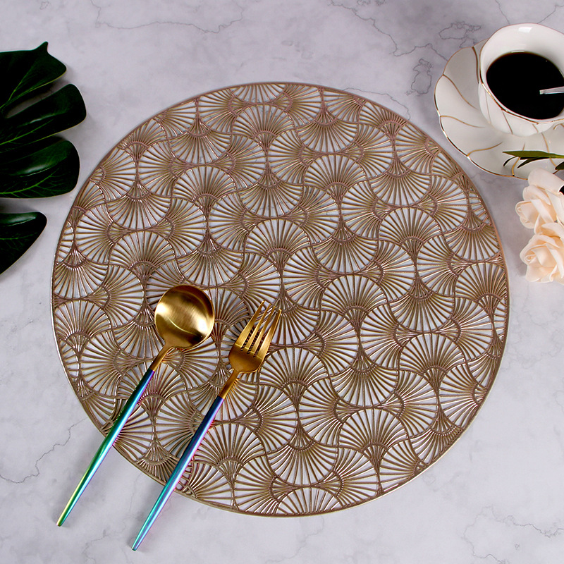 Nordic Placemat Fan Leaf Hollow Heat Insulation Non-Slip PVC Placemat Tea Table Decorative Pad Restaurant Western Food Tray Mat Nordic Placemat Fan Leaf Hollow Heat Insulation Non-Slip PVC Placemat Tea Table Decorative Pad Restaurant Western Food Tray Mat