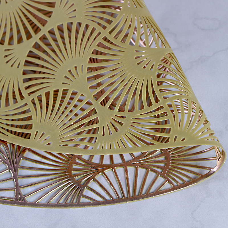Nordic Placemat Fan Leaf Hollow Heat Insulation Non-Slip PVC Placemat Tea Table Decorative Pad Restaurant Western Food Tray Mat Nordic Placemat Fan Leaf Hollow Heat Insulation Non-Slip PVC Placemat Tea Table Decorative Pad Restaurant Western Food Tray Mat