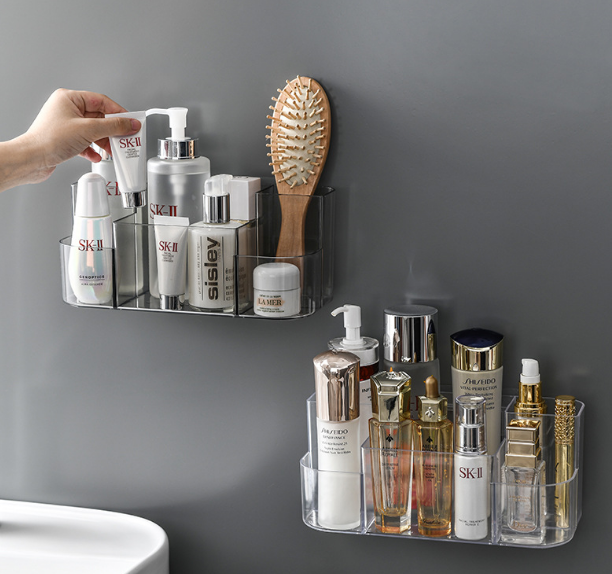 Manufacturer carton transparent paste wall-mounted storage box bathroom storage shelf Nailless non-mark storage box shelf