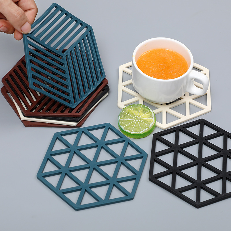 Hollow Solid Color Teacup Mat Nordic Style Home Supplies High Temperature Resistance Silicone Thermal Insulation Pad Non-Slip Heatproof Heat Resistance Bowl Mat