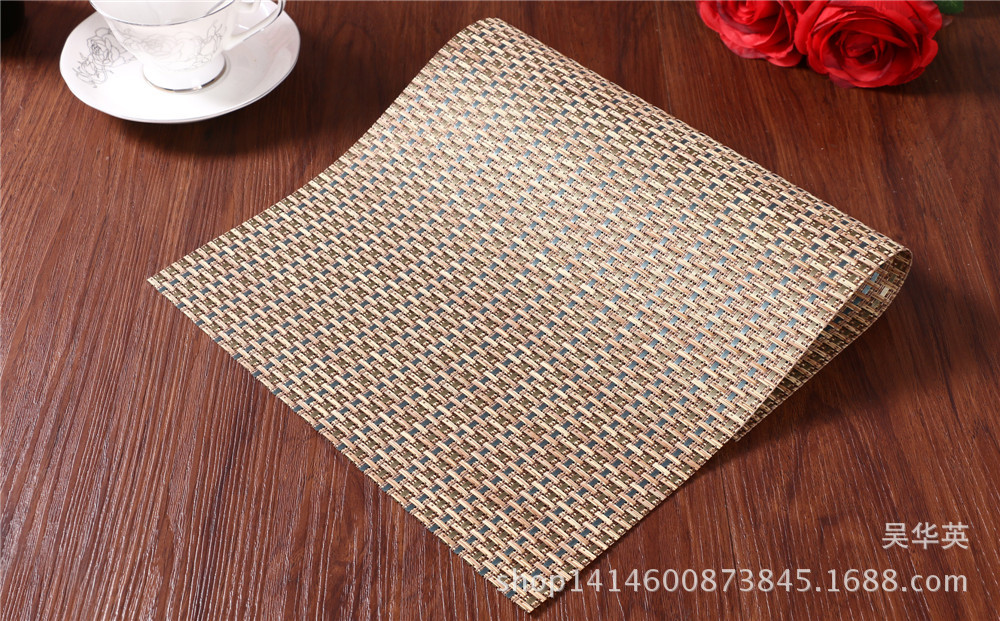 30*45 manufacturer direct selling hotel PVC woven heat insulation pad simple and fashionable pure color cup cushion for the anti-skid. 30*45 manufacturer direct selling hotel PVC woven heat insulation pad simple and fashionable pure color cup cushion for the anti-skid.