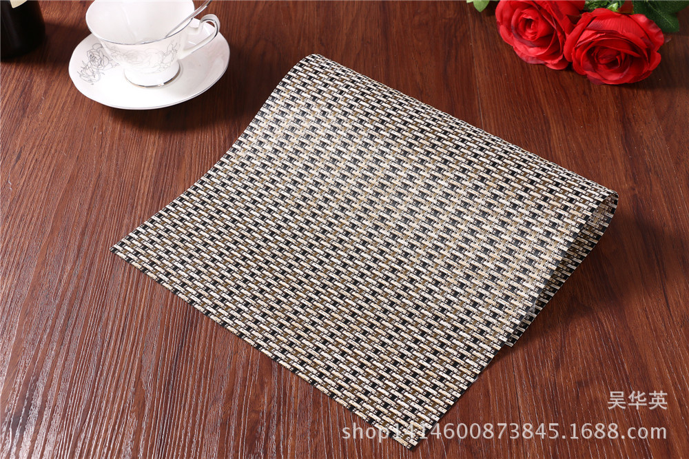 30*45 manufacturer direct selling hotel PVC woven heat insulation pad simple and fashionable pure color cup cushion for the anti-skid. 30*45 manufacturer direct selling hotel PVC woven heat insulation pad simple and fashionable pure color cup cushion for the anti-skid.