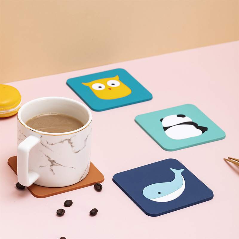 Creative Style Cartoon Non-Slip Placemat Anti-Scald Spot Soft PVC Cup Mat Heat Insulation Silica Gel Pad in Stock Wholesale