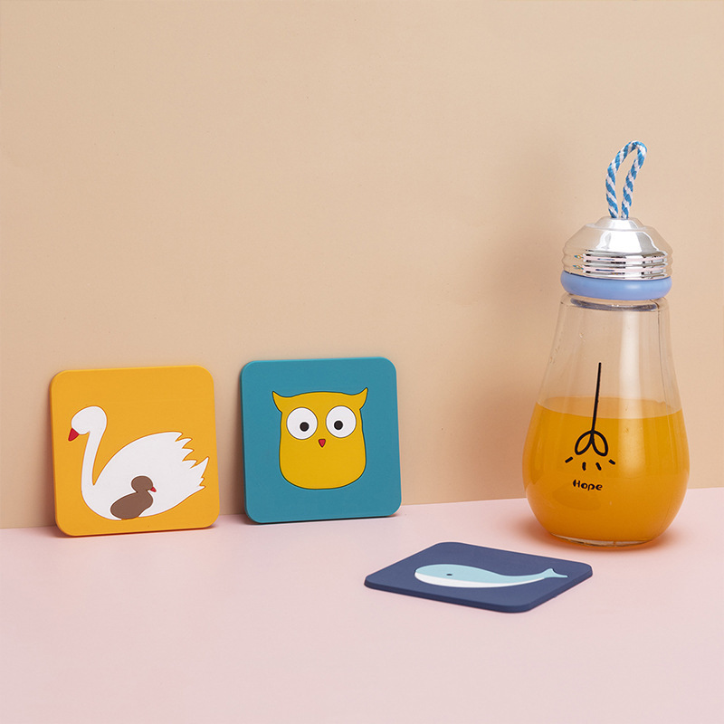 Creative Style Cartoon Non-Slip Placemat Anti-Scald Spot Soft PVC Cup Mat Heat Insulation Silica Gel Pad in Stock Wholesale