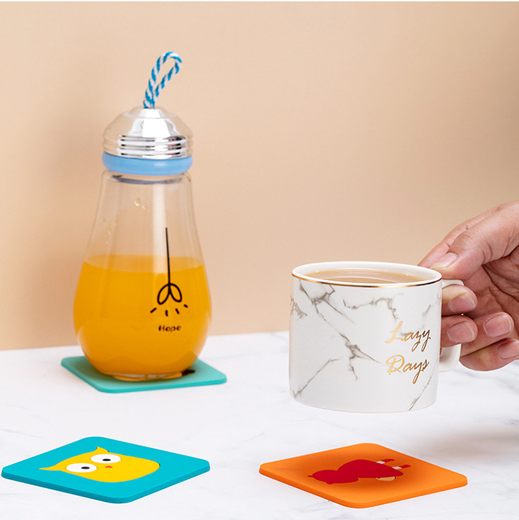 Creative Style Cartoon Non-Slip Placemat Anti-Scald Spot Soft PVC Cup Mat Heat Insulation Silica Gel Pad in Stock Wholesale