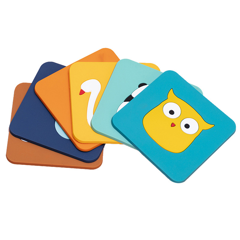 Creative Style Cartoon Non-Slip Placemat Anti-Scald Spot Soft PVC Cup Mat Heat Insulation Silica Gel Pad in Stock Wholesale