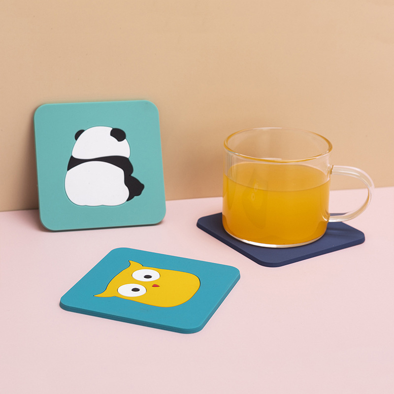 Creative Style Cartoon Non-Slip Placemat Anti-Scald Spot Soft PVC Cup Mat Heat Insulation Silica Gel Pad in Stock Wholesale