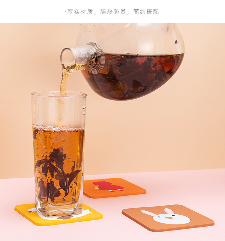 Creative Style Cartoon Non-Slip Placemat Anti-Scald Spot Soft PVC Cup Mat Heat Insulation Silica Gel Pad in Stock Wholesale