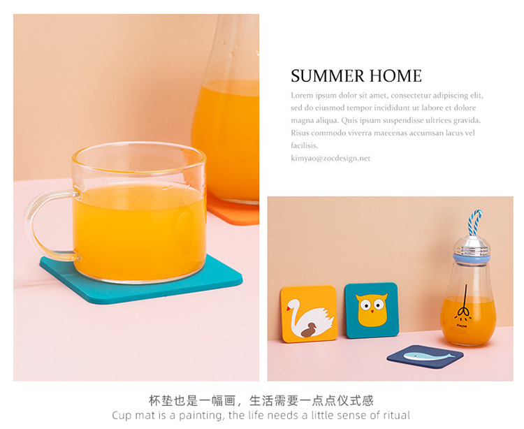 Creative Style Cartoon Non-Slip Placemat Anti-Scald Spot Soft PVC Cup Mat Heat Insulation Silica Gel Pad in Stock Wholesale