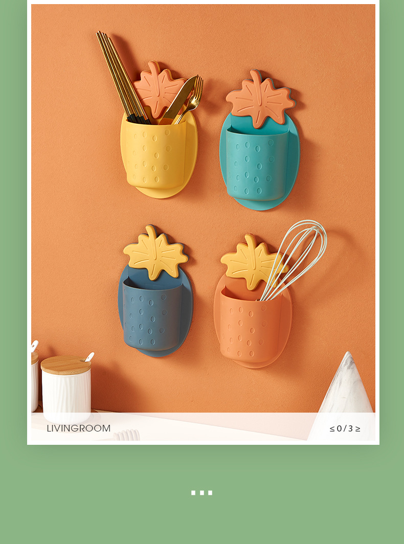 Punch-Free Wall-Mounted Strawberry Storage Rack Cute Pp Simple Shelf Hollow Bathroom Makeup Brush Storage Rack Wholesale