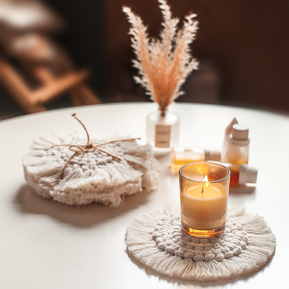 Nordic Hand-Woven Thickening Heat Insulation Pad Table Mat Cup Mat Coasters Practical Tea Table Cloth Creative Gift Gt047