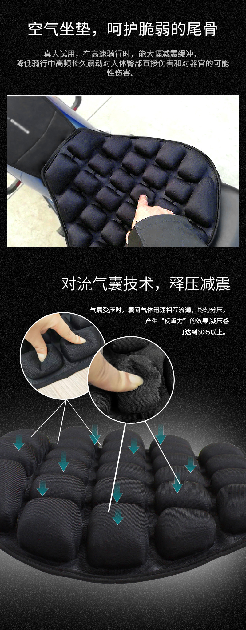 Shock Absorption Motorcycle Seat Cushion Accessories Inflatable Seat Cover Shock-Absorbing Modified Saddle Cruise Car Heat Insulation Cooling Pad Shock Absorption Motorcycle Seat Cushion Accessories Inflatable Seat Cover Shock-Absorbing Modified Saddle Cruise Car Heat Insulation Cooling Pad