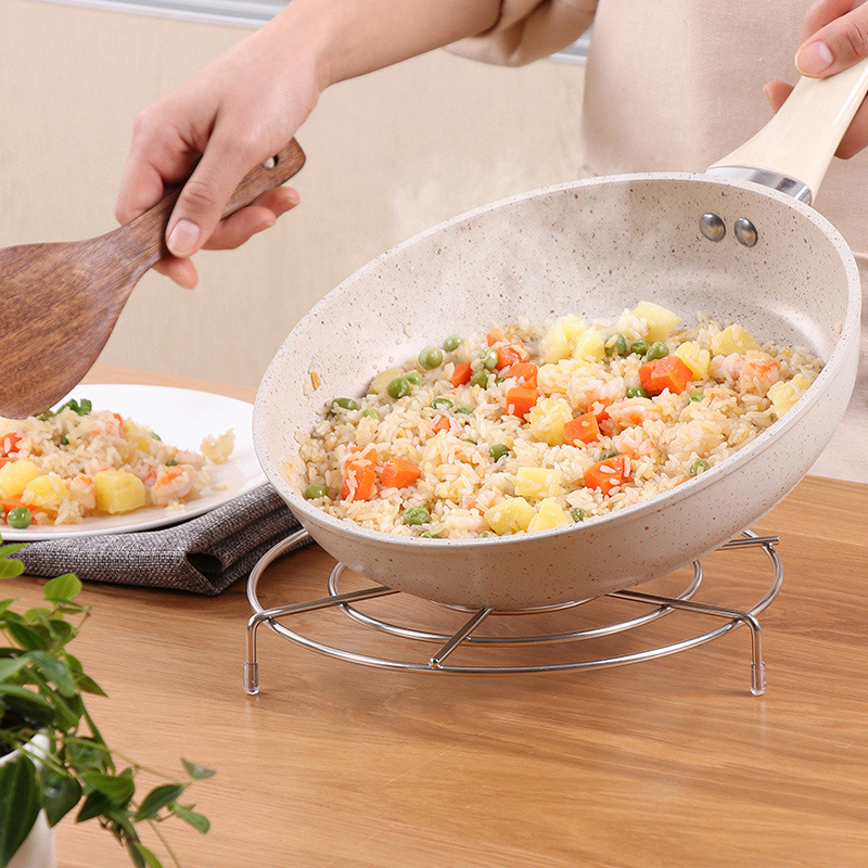 Three-Leg round High Leg Stainless Steel Pot Rack Bold Thickening Heat Insulation Pad Kitchen Tools Anti-Scald Household Steamer