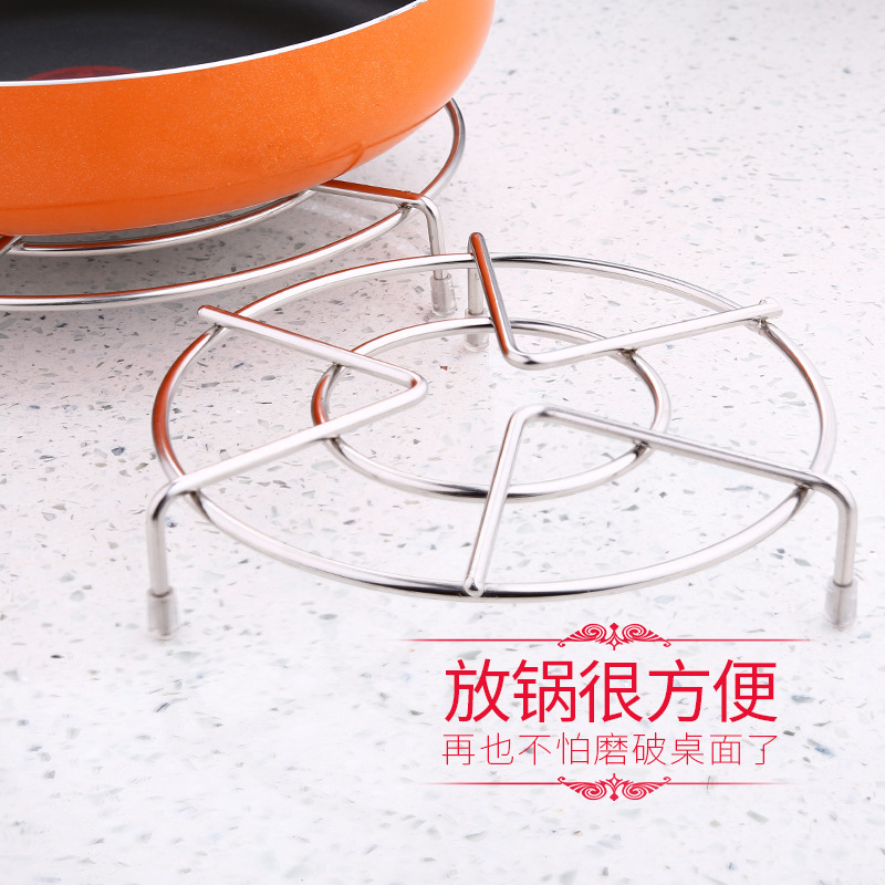 Three-Leg round High Leg Stainless Steel Pot Rack Bold Thickening Heat Insulation Pad Kitchen Tools Anti-Scald Household Steamer