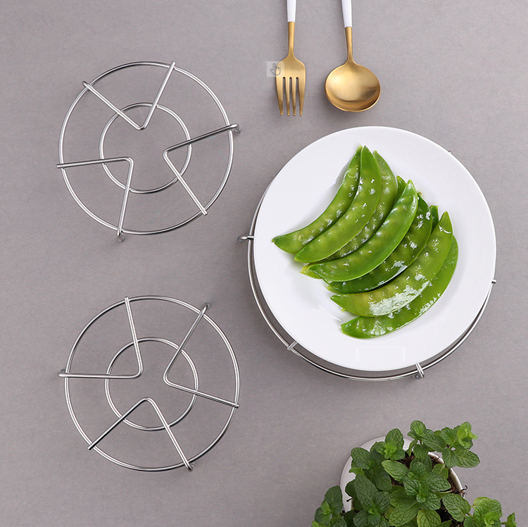 Three-Leg round High Leg Stainless Steel Pot Rack Bold Thickening Heat Insulation Pad Kitchen Tools Anti-Scald Household Steamer