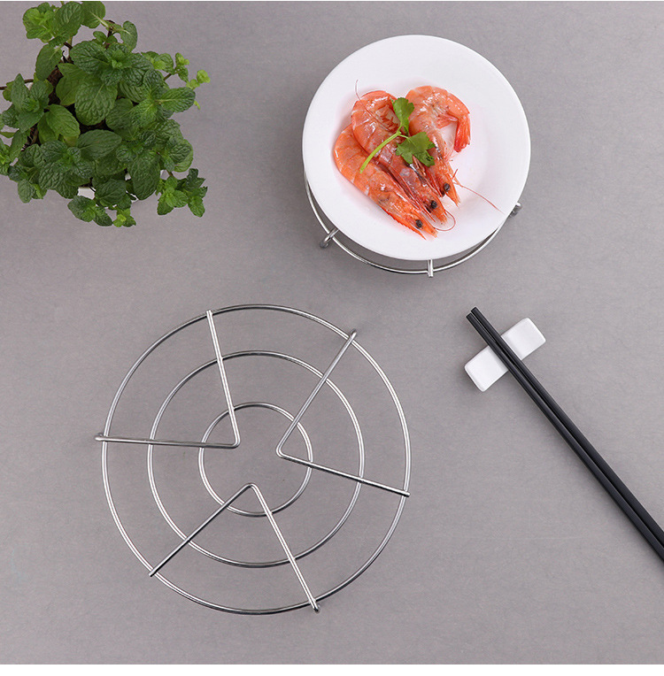 Three-Leg round High Leg Stainless Steel Pot Rack Bold Thickening Heat Insulation Pad Kitchen Tools Anti-Scald Household Steamer