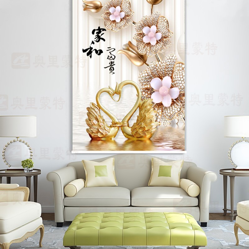 3D painting toilet curtains are as roller curtain pull bead type shading and heat insulation