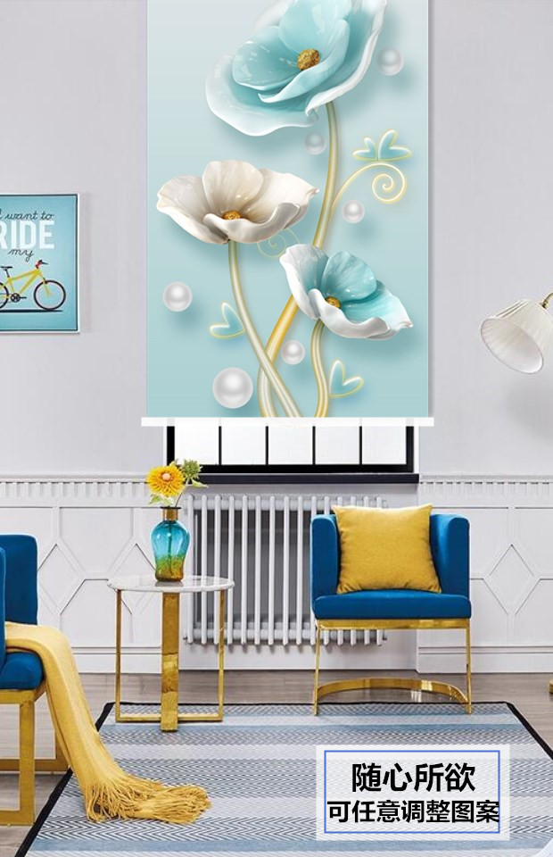 3D painting toilet curtains are as roller curtain pull bead type shading and heat insulation 3D painting toilet curtains are as roller curtain pull bead type shading and heat insulation