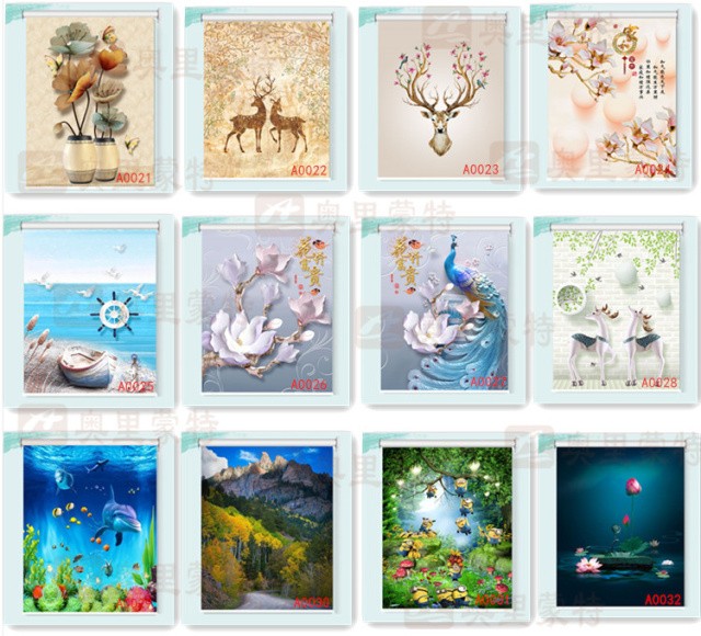 3D painting toilet curtains are as roller curtain pull bead type shading and heat insulation 3D painting toilet curtains are as roller curtain pull bead type shading and heat insulation