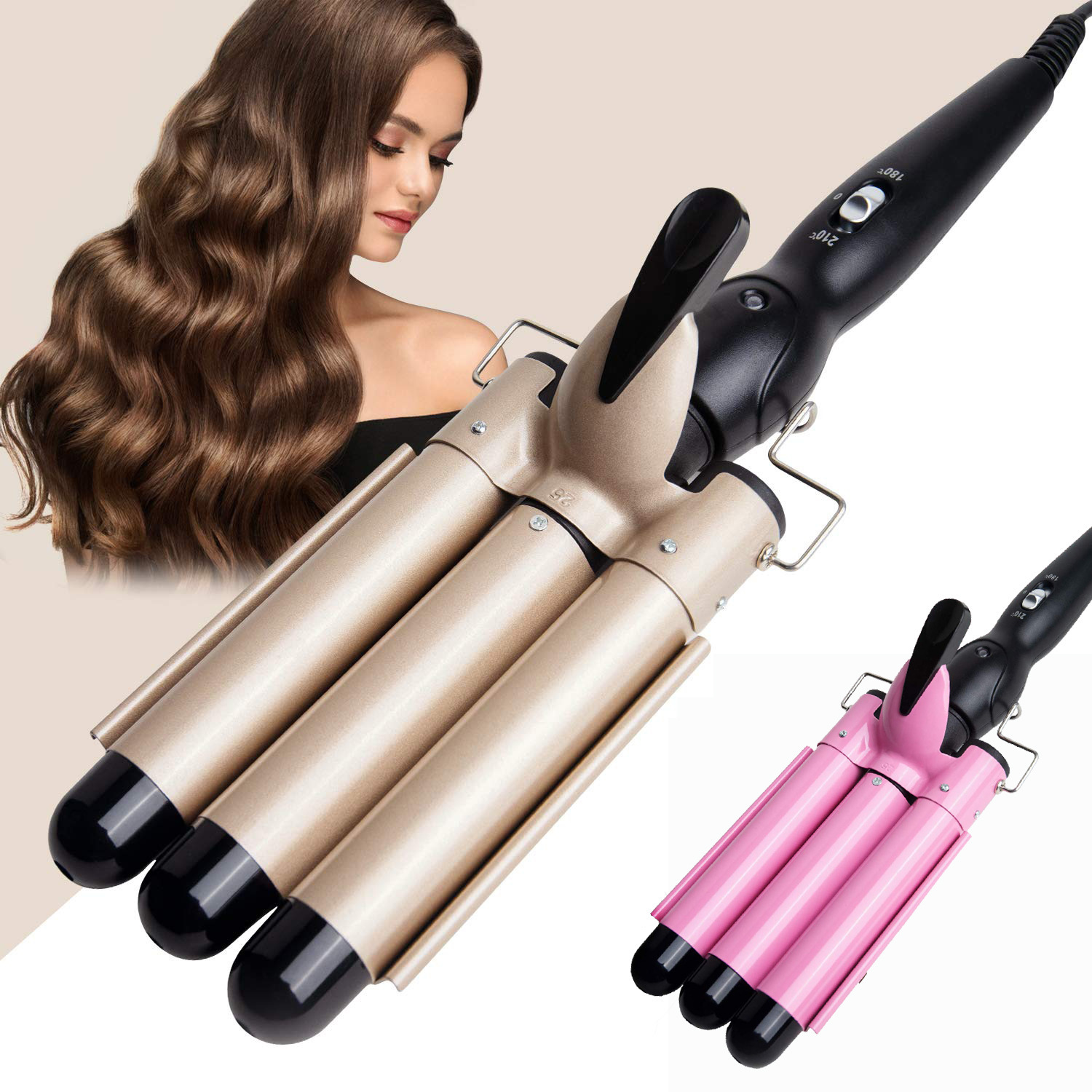 Bottom Price Three-Tube Household Electric Hair Curler Korean Egg Roll Head Big Wave Marcel Waver Lazy Hair Curler