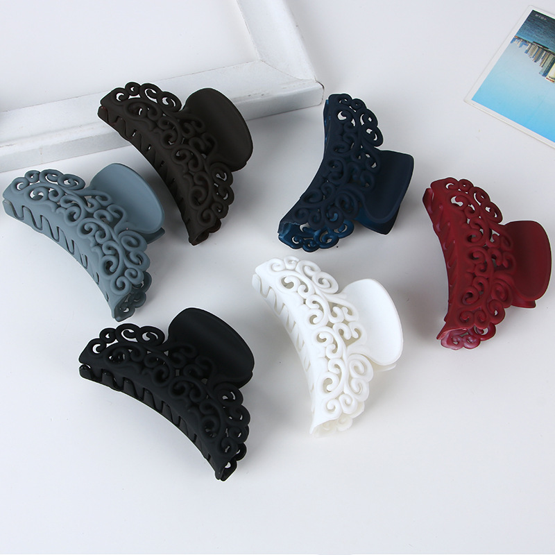 Manufacturer direct plain rubber plastic grab clip large ladies bath tray hair fashion wave grain hair clip hair accessories